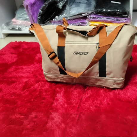 BEICHAO Large Oxford Duffle Travel Gym Bag 46x25x28cm Bottom Shoe Compartment Waterproof Unisex Army Green Orange Beige Bags & Accessories Gym Duffel Bags