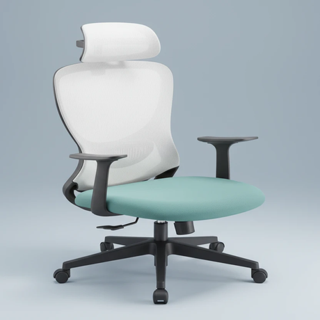Premium Office Chair - White Leather with Adjustable Headrest Furniture Office Chairs