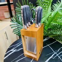 Knife Set - 8-Piece Stainless Steel with Bamboo Storage Block and Scissors Kitchen & Dining Knife Sets