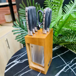 Knife Set - 8-Piece Stainless Steel with Bamboo Storage Block and Scissors Kitchen & Dining Knife Sets