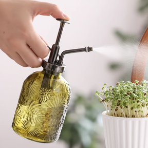 Retro Embossed Glass Plant Mister Spray Bottle Olive Green 300ml Home & Garden Lawn & Garden Sprayers