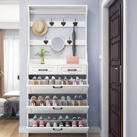 Hallway Cabinet - Multi-Function Shoe Storage with Coat Rack 220cm Furniture Storage Cabinets & Lockers