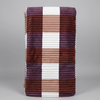 Heavy Warm Fleece Throw Blanket Ribbed Texture Striped Pattern 6x6 Feet Home & Garden Blankets