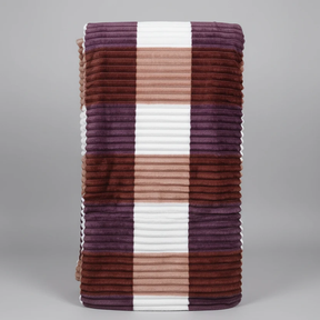 Heavy Warm Fleece Throw Blanket Ribbed Texture Striped Pattern 6x6 Feet Home & Garden Blankets