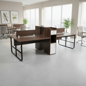 4-Person Office Workstation Cluster with Privacy Screens Office Workstation Workstations & Cubicles