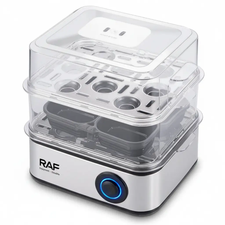 Egg Boiler - RAF R.0073 2-Tier 500W 16-Egg Electric Steamer with Poacher Tray Electronics Egg Cookers