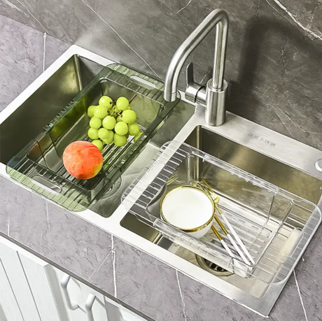 Sink Colander - Extendable Acrylic Over-Sink Drain Basket Kitchen & Dining Colanders