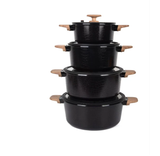 MGC 10-Piece Crocodile Ceramic Cookware Set Black with Wood Handles Kitchen & Dining Cookware Sets