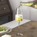 Champagne Glass Set - 2pc 280ml Crystal Clear Long Stem Tapered Bowl Wine Flute Kitchen & Dining Champagne Glasses