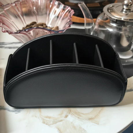 PU Leather Remote Control Holder 5-Compartment Storage Organizer Home & Garden Household Storage Caddies