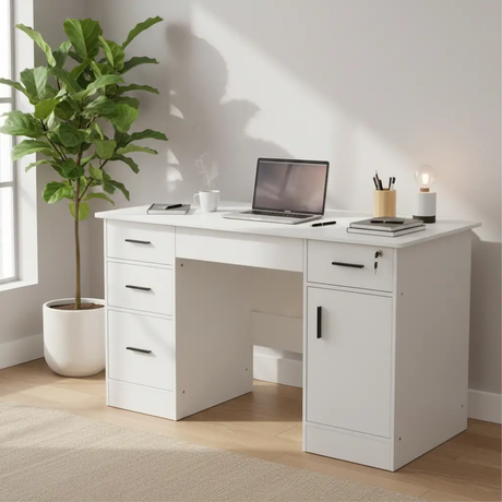 Office Desk with Lockable Drawers & Cabinet Office Desk Desks