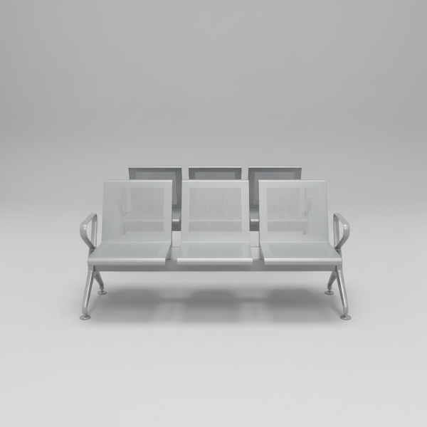 Waiting Bench - Heavy Duty 3-Seater Metal Silver