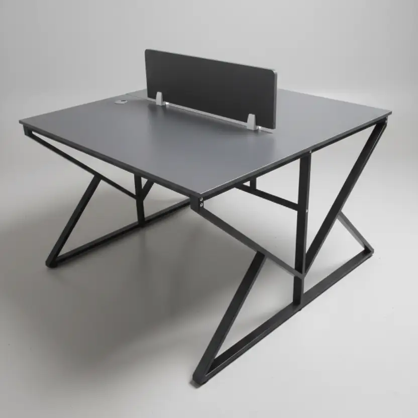 Industrial Charcoal Desk with Raised Back Panel & Z-Frame Legs Office Desk Desks