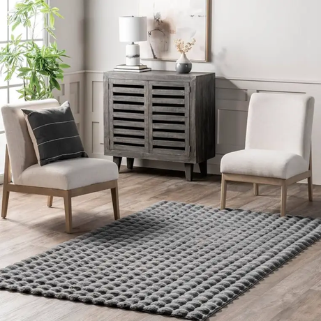 Carpet - Ashler Rabbit Fur Bubble Texture Cream Beige Grey Blue Orange Home & Garden Rugs