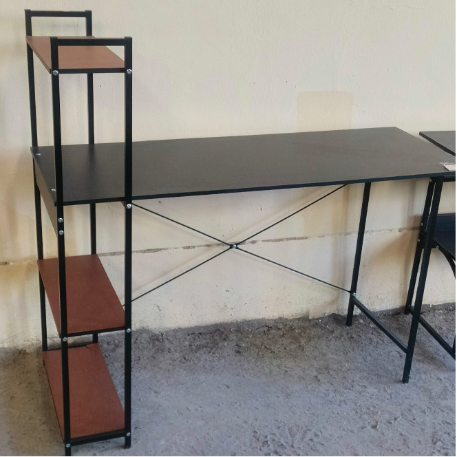 Industrial Study Desk with 4-Tier Side Shelves Study Desk Desks