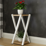 2-Tier Wooden Flower Stand with Metal Frame X-Design Home & Garden Plant Stands