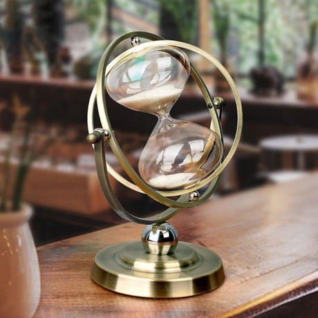 Rotating Gold Gyroscope Hourglass Ornament Desk Decor Statement Piece Home & Garden Hourglasses