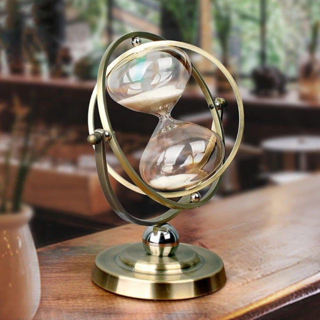 Rotating Gold Gyroscope Hourglass Ornament Desk Decor Statement Piece Home & Garden Hourglasses