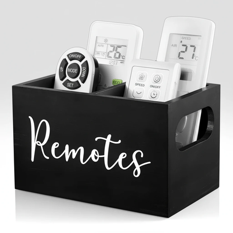 Remote Control Holder Storage Organizer Box with Handle 3 Compartments Home & Garden Household Storage Caddies