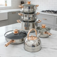 Yemitei Premium Stainless Steel Cookware Set with Rose Gold Handles Kitchen & Dining Cookware Sets
