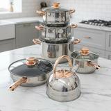 Yemitei Premium Stainless Steel Cookware Set with Rose Gold Handles Kitchen & Dining Cookware Sets