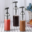Sauce Bottle - ORELA 300ml Glass Pump Dispenser Borosilicate Stainless Steel Kitchen & Dining Oil Dispensers