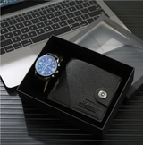 Men's Gift Set - Watch and Leather Wallet in Gift Box Fashion Accessories Watches