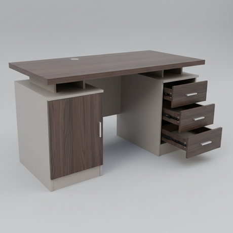 Office Desk - Modern 1.4m with Drawers & Cabinet