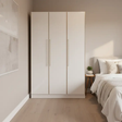 Wardrobe - 3-Door Full-Height with Gold Vertical Bar Handles White Gloss Furniture Hinged Door Wardrobes