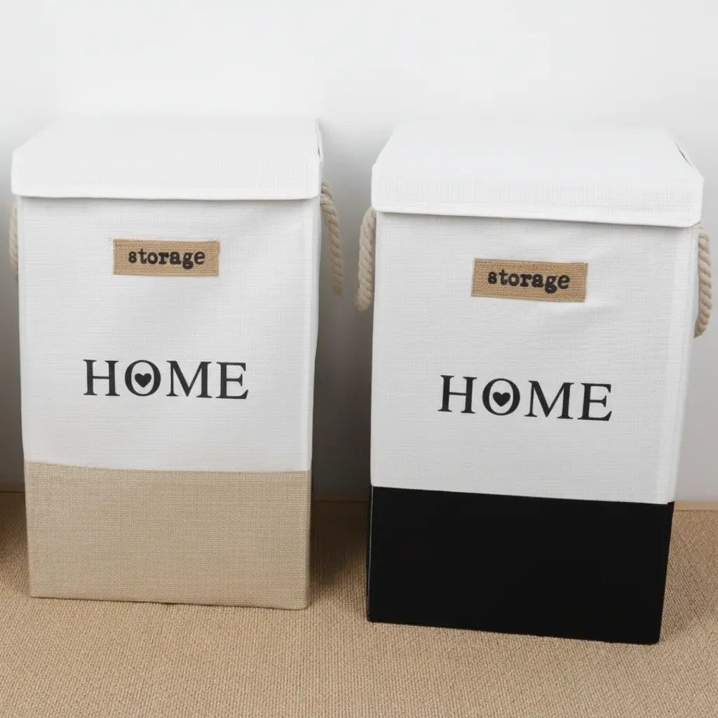 Storage Hamper - Foldable HOME Laundry Basket with Lid and Handles Home & Garden Laundry Hampers