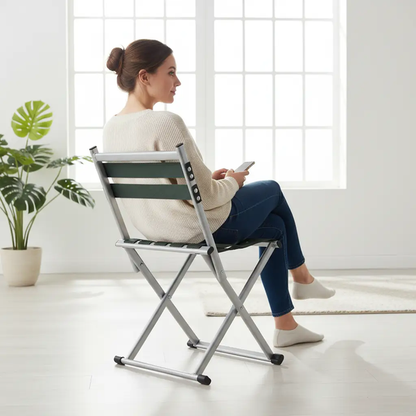 Folding Chair - Portable Camping Chair with Backrest Aluminium Frame Outdoor Sports & Fitness Folding Chairs