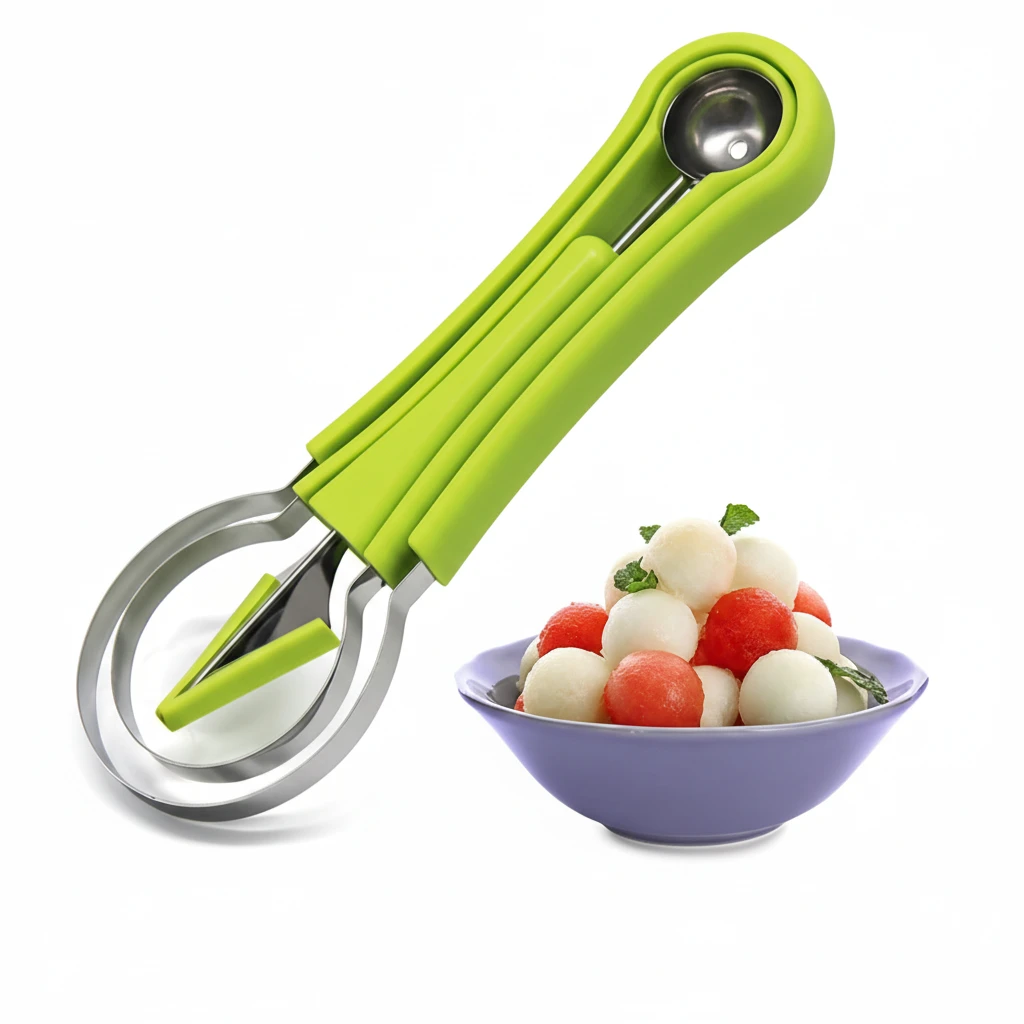 4-in-1 Melon Baller Scoop Fruit Carving Set Green Kitchen & Dining Melon Ballers