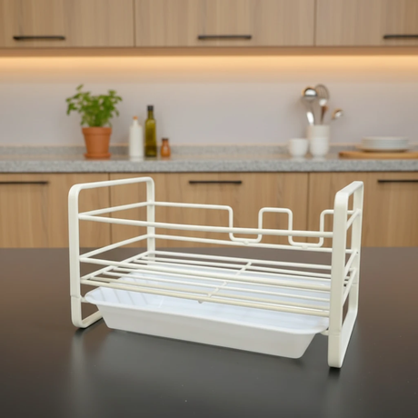 Sink Caddy Organizer with Water Tray White Carbon Steel Kitchen & Dining Sink Caddies