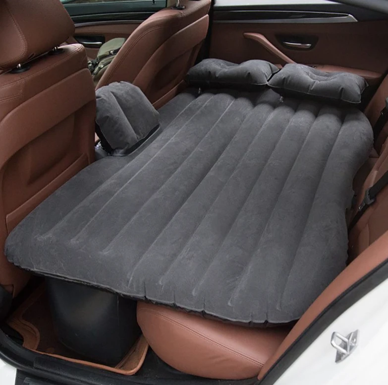 Inflatable Car Travel Mattress with 2 Pillows Electric Pump Black Light Grey Home & Garden Air Mattresses