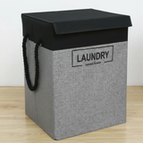 Laundry Basket - Sweet Home Foldable with Lid Cotton Linen 56x30x42cm Home & Garden Laundry Baskets
