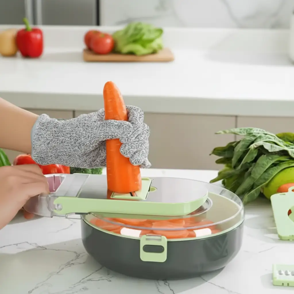 Vegetable Chopper - 9pcs Multi-Functional Slicer & Dicer Green Kitchen & Dining Kitchen Slicers