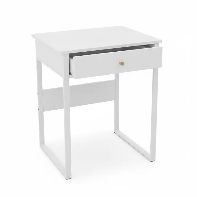 Compact White Student Desk with Single Drawer Study Desk Desks