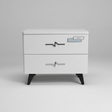 Bedside Drawer - Modern 40cm x 50cm with 2 Drawers & Chrome Handles