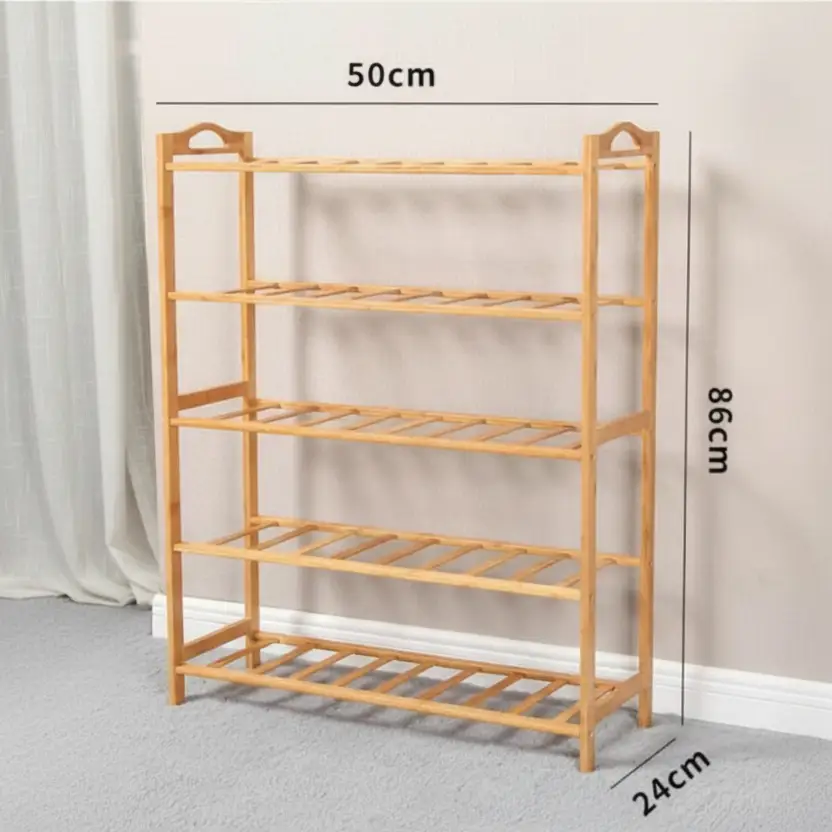 Shoe Rack - 5 Layer Bamboo Entryway Plant Stand 50x24x86cm Natural Furniture Shoe Racks