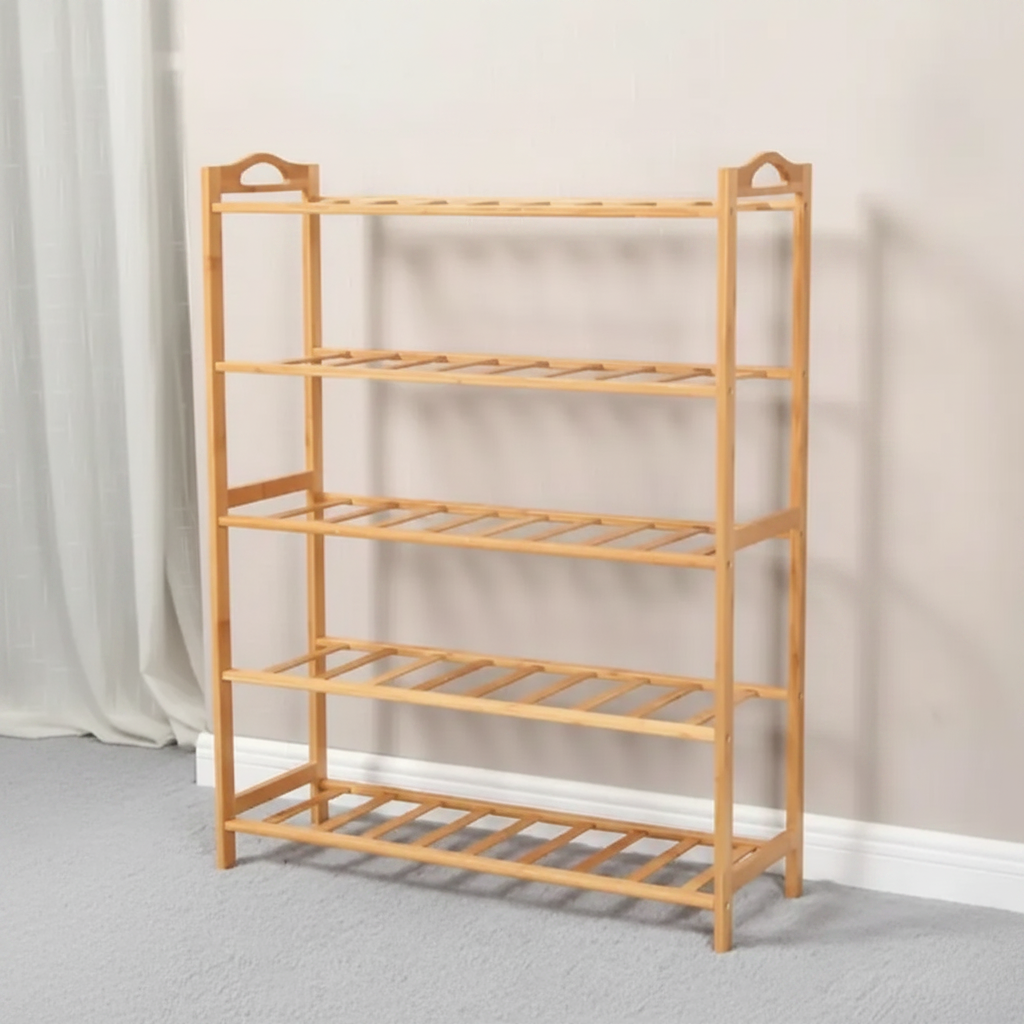 Shoe Rack - 5 Layer Bamboo Entryway Plant Stand 50x24x86cm Natural Furniture Shoe Racks