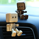 Wooden Robot Car Diffuser Leg-Shaking Vent Clip Light Brown Coffee Brown 37x60mm Home & Garden Vehicle Air Fresheners