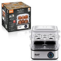 Egg Boiler - RAF R.0073 2-Tier 500W 16-Egg Electric Steamer with Poacher Tray Electronics Egg Cookers