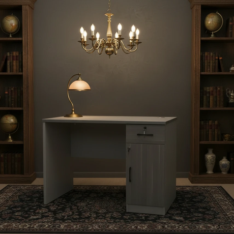 Office Desk - Modern 1m with Drawer & Cabinet Furniture Desks