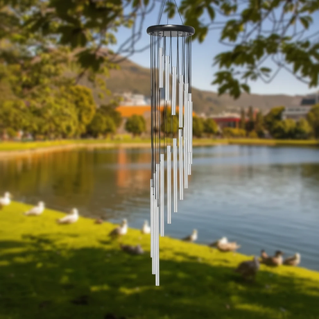 18-Tube Rotating Aluminum Wind Chime 90cm Spiral Soothing Melody Indoor Outdoor Gold Silver Home & Garden Wind Chimes