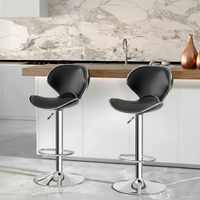 Adjustable Leather Bar Stool with Chrome Base and Footrest Home & Garden Adjustable Bar Stools