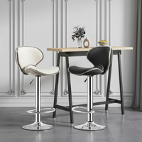 Adjustable Leather Bar Stool with Chrome Base and Footrest Home & Garden Adjustable Bar Stools