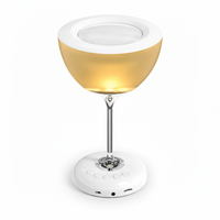 Wine Glass Bluetooth 5.0 Speaker LED Bedside Lamp 6 Colour Atmospheric Light FM Radio USB White Gold Home & Garden Bedside Lamps