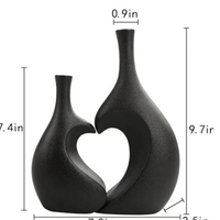Flower Vase - 2-in-1 Decorative Heart-Shaped Black Home Decor Vases