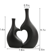 Flower Vase - 2-in-1 Decorative Heart-Shaped Black Home Decor Vases