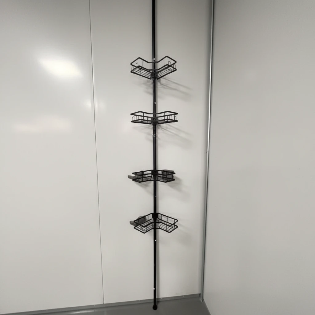 4-Tier Telescopic Corner Bathroom Shower Caddy Organizer 109-290cm Adjustable No-Drill Matte Black Home & Garden Uncategorized